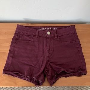 American Eagle Hi-Rise Shorties Plum Jean Shorts